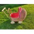 Wózek wiklinowy dla lalek drewniane podwozie czerwony w serca