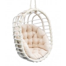 Fotel wiszący z wikliny owal biały + poduszka